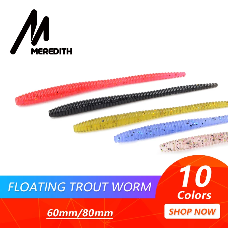 Buy MEREDITH Floating Trout Worm Soft Baits 60mm 80mm