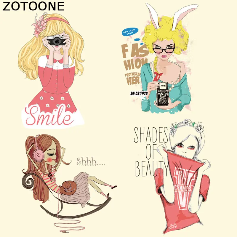 

ZOTOONE Cute Girl Patches A-level Washable Appliqued Iron on Transfer Patches for Clothing Easy Print By Household Irons F