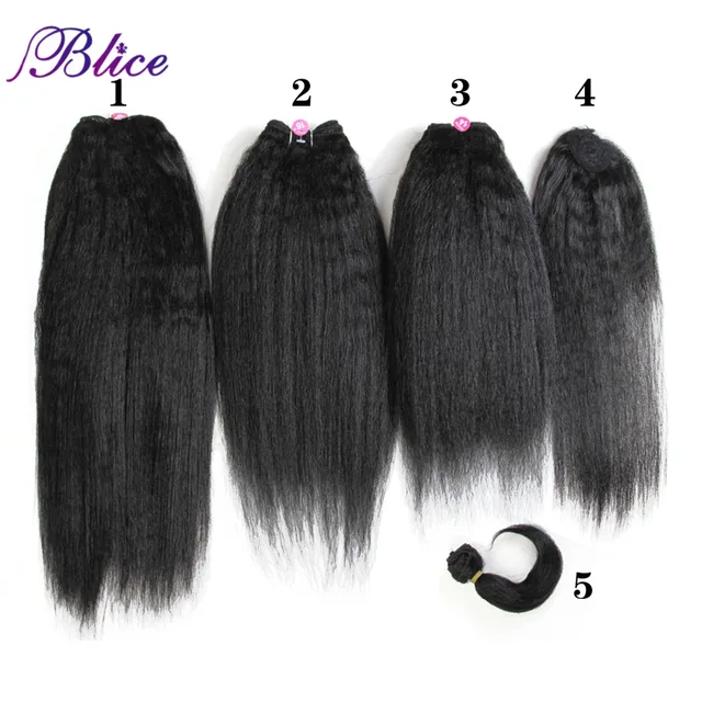 Blice Synthetic Hair Extension 14"16"18" Hair Weaving Kanekalon Pure Color Hair Bundles For Women Yaki Straight 5PCS/Pack 3