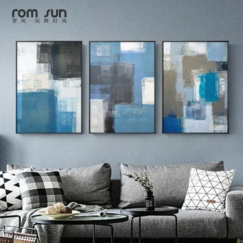 

Abstract Geometry Canvas Painting Black White Blue Posters And Prints Wall Art Picture For Living Room Modern Nordic Home Decor