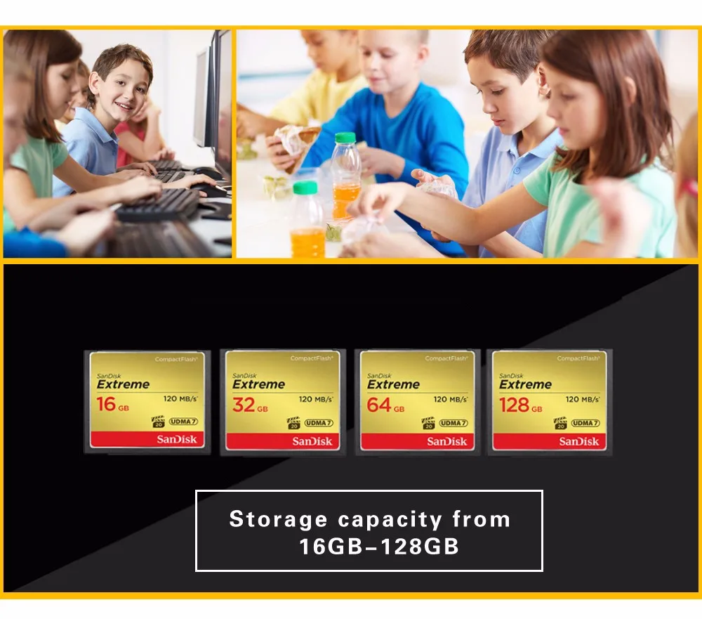 64 gb memory card Sandisk Flash Camera Memory Card Extreme Compact 32 GB 64 GB 128 GB Up to 120 MB / s Read Speed for 4 K and Full HD Video 256gb memory card