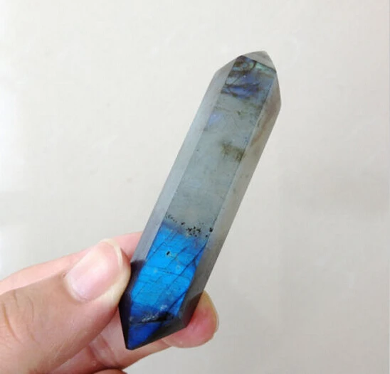 

72g Natural beautiful labradorite QUARTZ CRYSTAL WAND POINT HEALING
