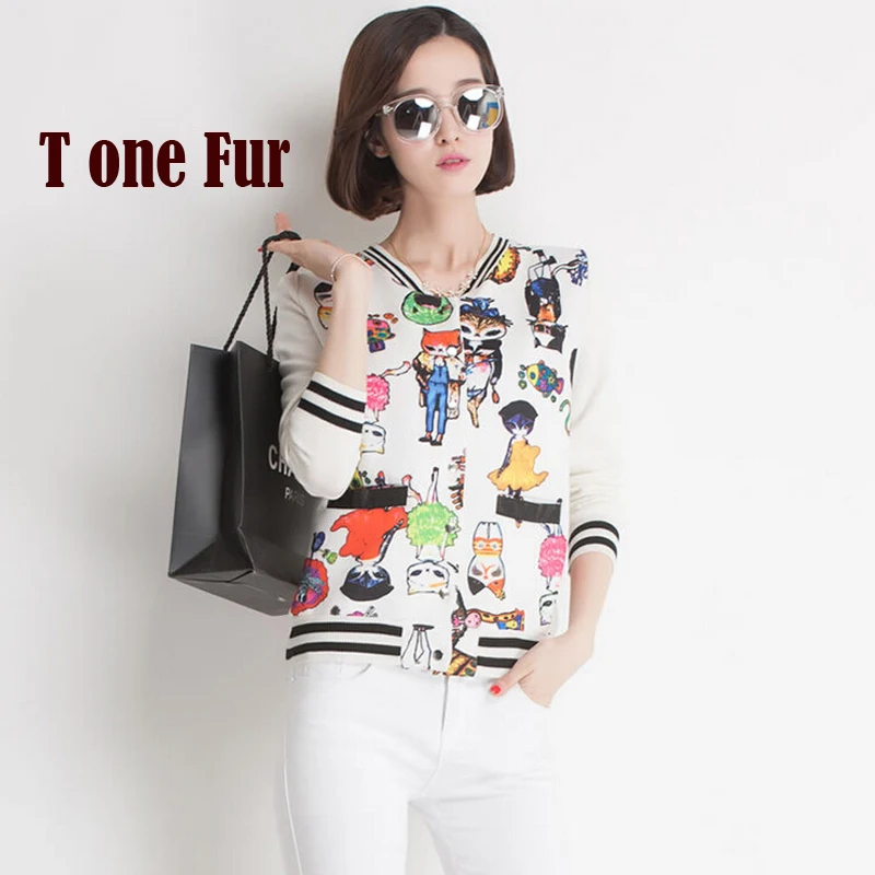 2017SpringAutumn Fashion Women Cardigans O Neck Long Sleeve Knit Cardigans Cat pattern Print Sweater coat free shipping KWA194