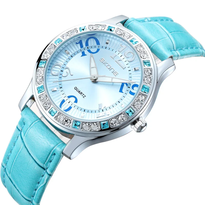 

SKONE luxury watch ladies fashion designer leather quartz watch women's dress watch brand girls watch ladies relogio feminino
