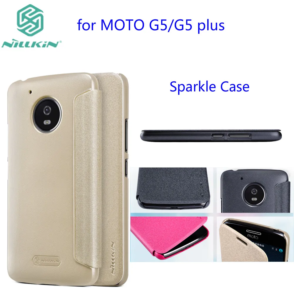 

for Motorola Moto G5 Flip Case NILLKIN Sparkle Series Plastic PU Leather Case for Moto G5 Plus case flip cover free shipping