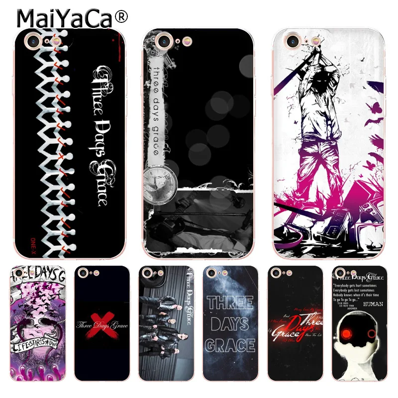 

MaiYaCa Three Days Grace Ultra Thin transparent soft tpu Phone Case for iPhone 8 7 6 6S Plus X 10 5 5S SE 5C case Coque