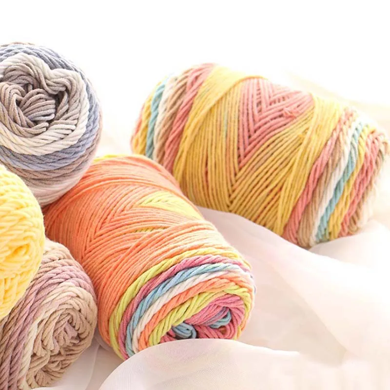 

Color Thick Warm Rainbow DIY Crochet Knitting Hand-woven Milk Soft Baby Cotton DIY Baby Sweater Yarn100g