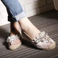 Модные роскошные женские эспадрильи со стразами на плоской подошве; женские туфли на плоской подошве с круглым носком и жемчугом; элегантные лоферы; женская обувь; SWA0087
