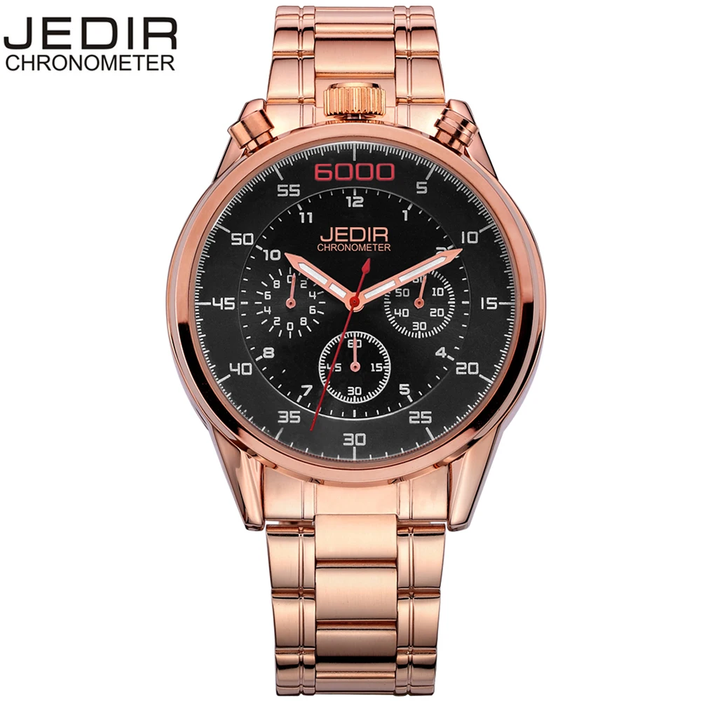 Saudi Arabia luxury Top Brand JEDIR Gold Watch Men Chronograph Mens