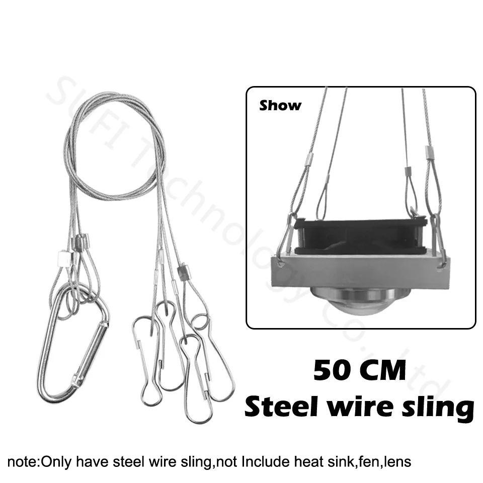 Светодиодный алюминиевый радиатор с вентилятором с объективом 60 90 120 градусов для 20 Вт 30 Вт 50 Вт 100 Вт светодиодный электронный теплоохладитель - Испускаемый цвет: Steel wire sling
