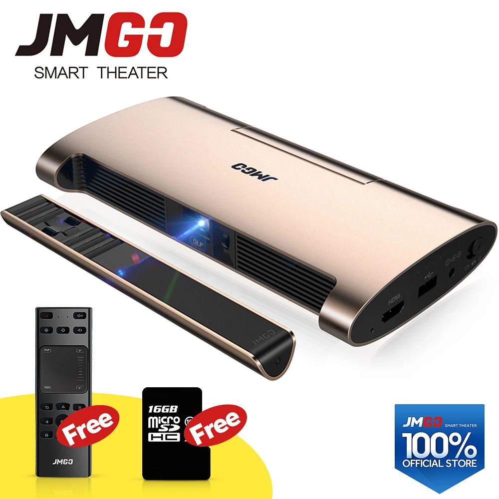 JMGO proyector inteligente M6. ¿Android 7,0 4 K 1080 p decodificar? Conjunto en WIFI Bluetooth HDMI USB láser pluma MINI proyector