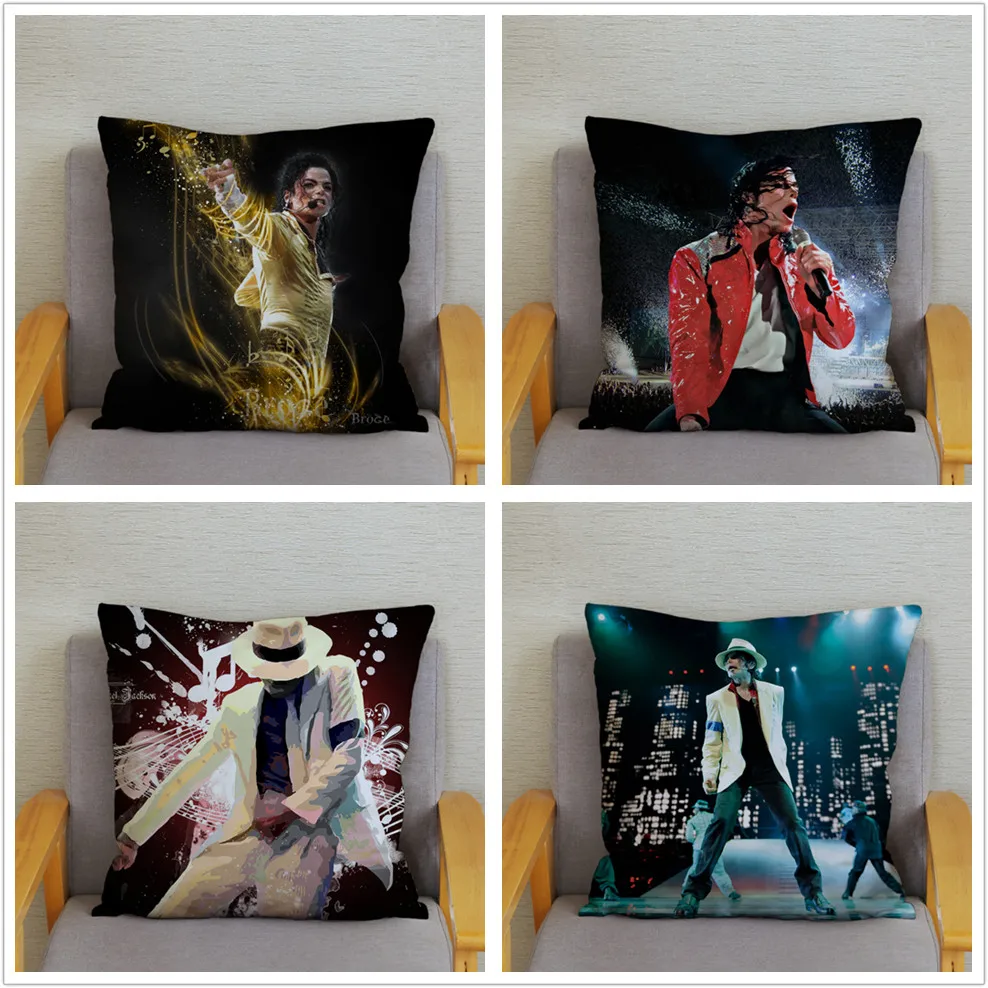 Super Star Michael Jackson HD Print Cushion Cover Super Soft Short Plush Pillow Covers 45*45 Pillows Cases Home Decor Pillowcase