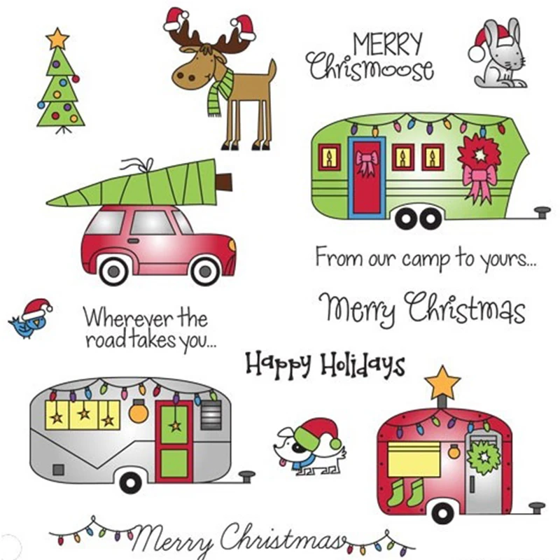 

Merry Christmas Transparent Clear Silicone Stamp for DIY Scrapbooking/Handcraft Photo Album Card Making Decorative 6x8inch