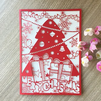 

20pcs Latest Merry Christmas Tree Vintage laser cut paper handmade custom greeting cards Christmas gifts souvenirs postcards