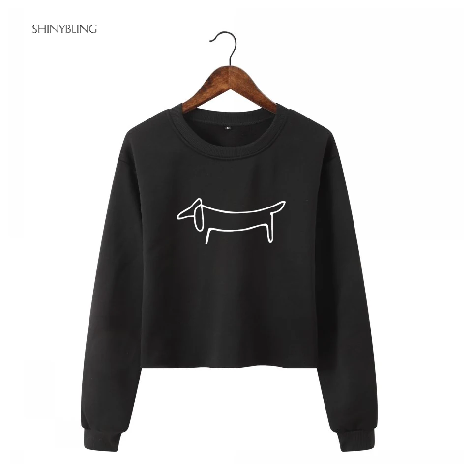 Shinybling Harajuku Printed Dachshund Dog Hoodies Sweatshirt Women