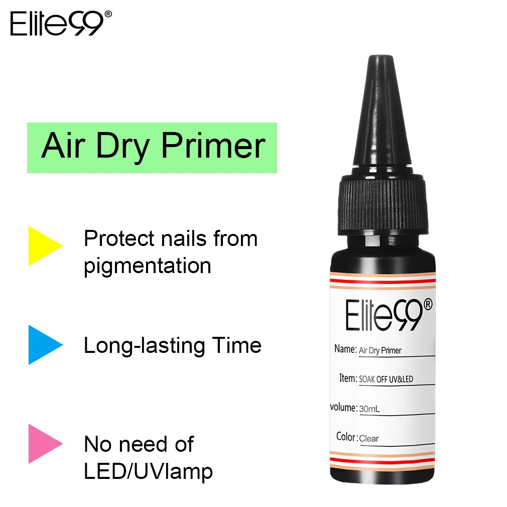 Elite99 30ml Semi-permanent Fast Reinforce Air Dry Primer UV Gel Base Primer No Need UV LED Soak Off Gel Nail Polish Art Design