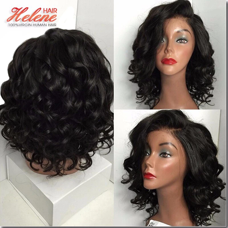 8A Brazilian Virgin Full Lace Human Hair Wigs For Black Women Glueless Short Bob Wigs Lace Front Human Hair Wigs With Baby Hair