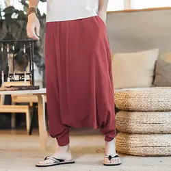 INCERUN Ретро китайские мужские большие брюки со стрелкой шаровары свободные мешковатые мужские шаровары в стиле хип-хоп повседневные штаны