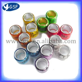 

100pc free shipping colorful Aluminium with plastic Pigeon Ring 8mm
