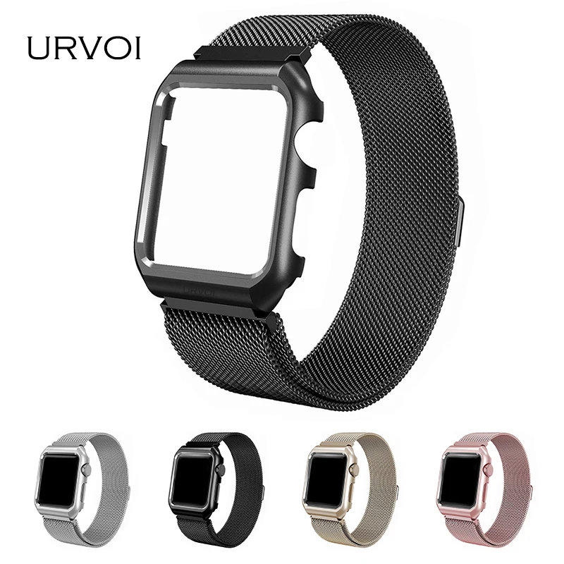 

URVOI milanese for apple watch band Series 3 2 1 stainless steel strap for iwatch magnetic buckle with case cover protector