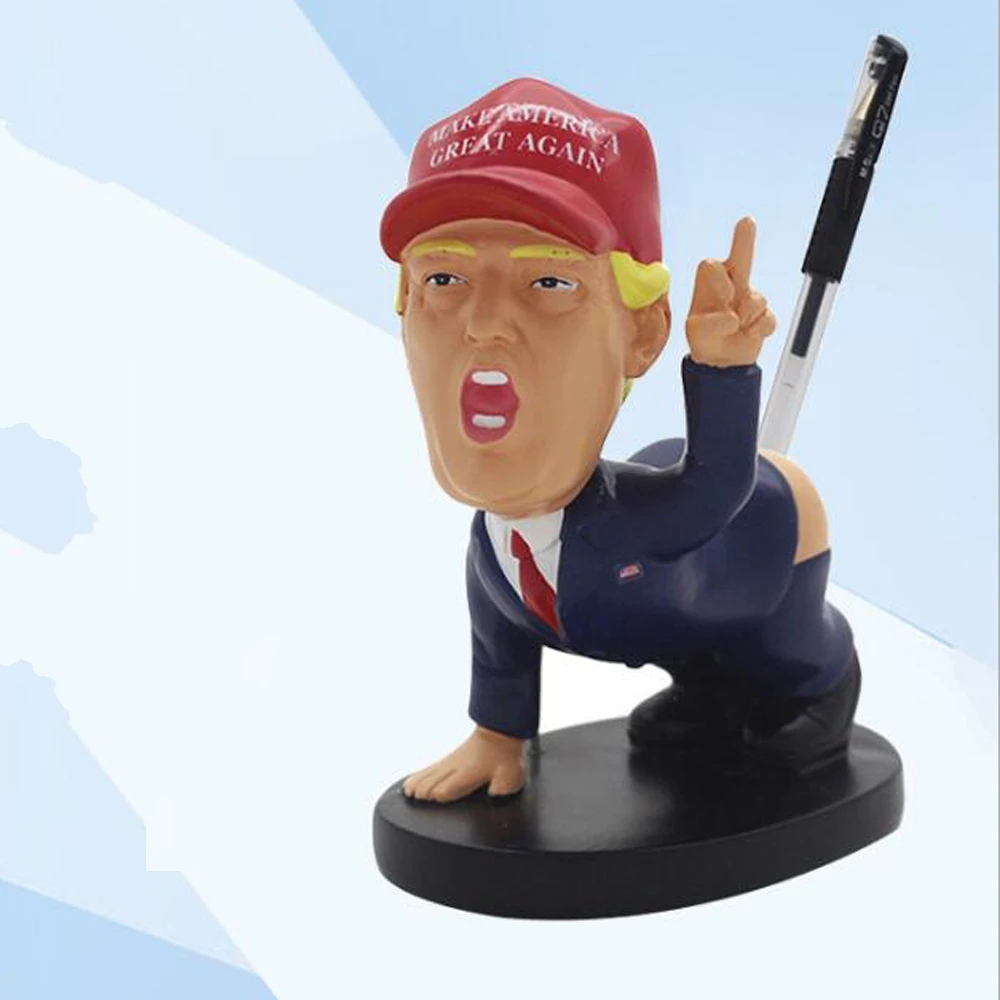 Fancy Gift Desk Decor Birthday Gift Creative President Dump A Trump Statue Pencil Pen Holder Donald Trump Gag Office Organizer