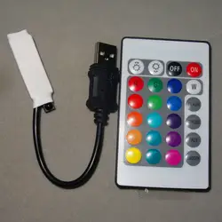 Мини USB RGB IR пульт дистанционного управления с 24key ИК-пульт дистанционного управления; вход DC5V; 4A * 3CH выход; с разъемом USB на входной разъем