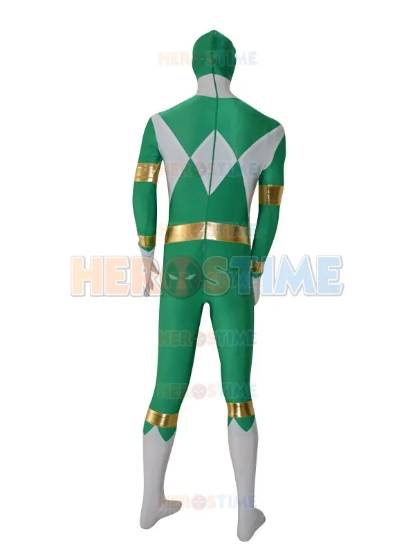 Лайкра зеленый дракон Ranger Спандекс полный костюм тела темно зеленый и белый Kyoryu Sentai Zyuranger костюм