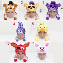 FNAF-cinco noches de peluche de freddy, 7 estilos, sombrero para cosplay, freddy chica, foxy, oso, juguetes de peluche, fnaf