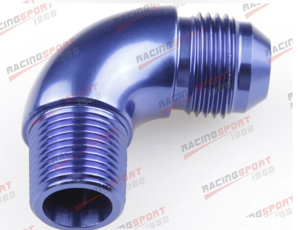AN6 6AN AN-6 To 1//4/" NPT 90 Degree Male Aluminum Fitting Adapter Black