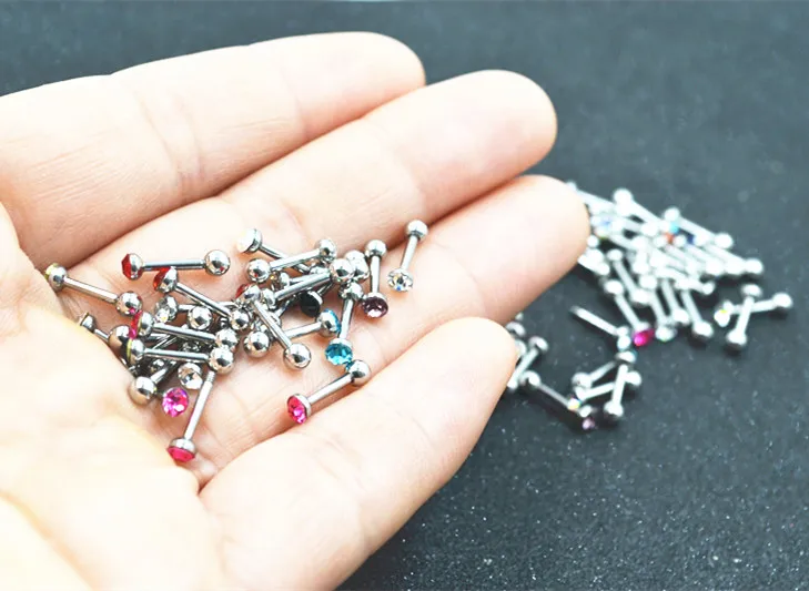 

100pcs Free Shippment Body jewelry- 3mm Crystal Gems Ear Stud earring Mix Colors Ear Tragus/Helix Bar/Stud