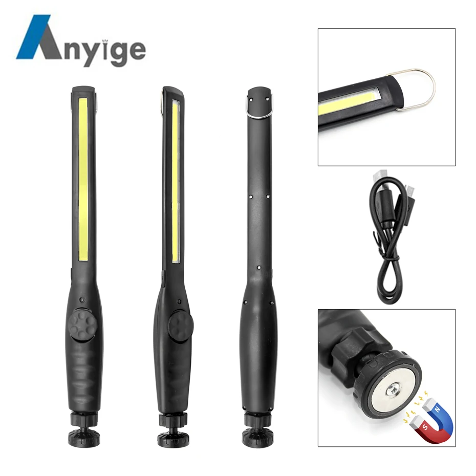

ANYIGE 800 Lumens Stepless Dimming COB LED Portable Work Lights USB Rechargeable Slim and Folding Lantern with Magnet Night Lamp