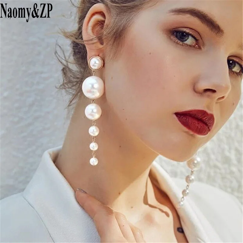 Naomy&ampZP Statement Multiple Pearls Ethnic Tassel Long Dangle Earrings Jewelry Vintage Big Drop Wedding for Women 2018 | Украшения и