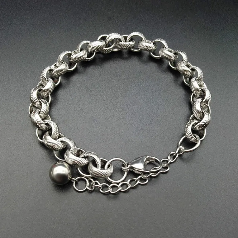 9 мм круглая Геометрическая Серебряная цепочка для браслетов Византийская цепь браслет для мужских украшений 18+ 5 см