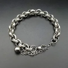 9 мм круглая Геометрическая Серебряная цепочка для браслетов Византийская цепь браслет для мужских украшений 18+ 5 см