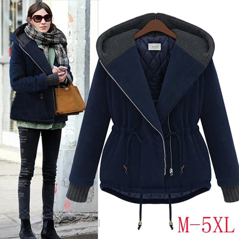 

2015 Winter coats new large size women loose hooded Cotton-padded jacket women's wadded overcoat