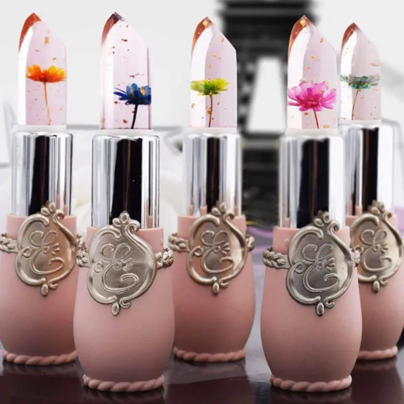 1Pc Waterproof Transparent Lipstick Handmade Long Lasting Temperature Color Changing Jelly Lipgloss With Dried Flower Lip Balm 1Pc Waterproof Transparent Lipstick Handmade Long Lasting Temperature Color Changing Jelly Lipgloss With Dried Flower Lip Balm