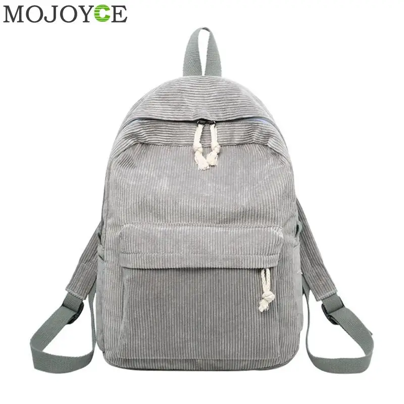 Элегантный женский рюкзак из мягкого вельвета, школьная сумка через плечо для девочек-подростков, повседневный рюкзак для путешествий, Полосатый рюкзак - Цвет: Серый