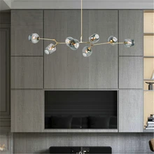 Современный светодиодный подвесной светильник из стекла, подвесной светильник, светильник светодиодный для столовой кровати, спальни, шар, черный/золотой подвесной светильник, Кухонные светильники