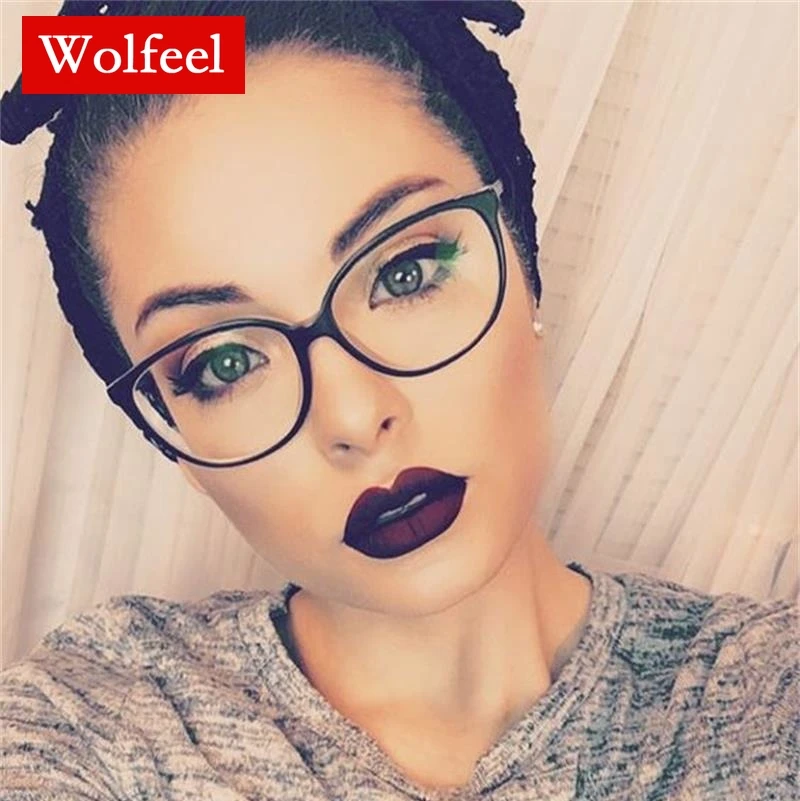 

Spectacle Frame Cat Eye Glasses Frame Clear Lens Women Brand Eyewear Optical Frames Myopia Nerd Black Red Frame Transparent 2019