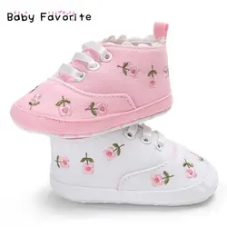 2018 Весенняя детская обувь для девочек с цветочной вышивкой маленькая красавица цветок мягкая нескользящая обувь для новорожденных первая