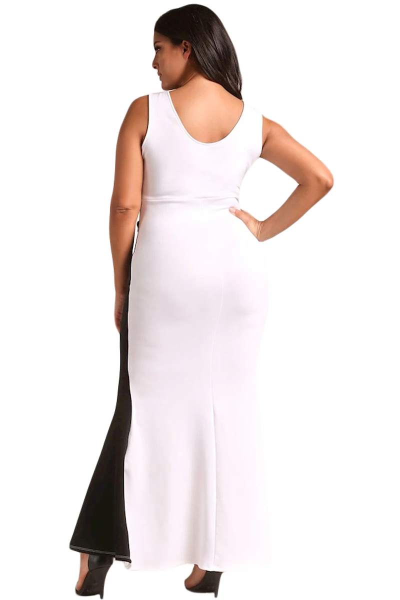 Plus-Size-Color-Block-Cross-Strap-Maxi-Gown-LC610036-1-2