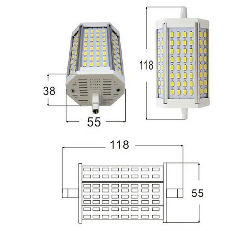 R7S 30 Вт 118 мм лампочка с регулируемой яркостью led лампа прожектор лампы R7S свет J118 R7S лампы без вентилятора без шума на замену галогеновым лампам, AC85-265V