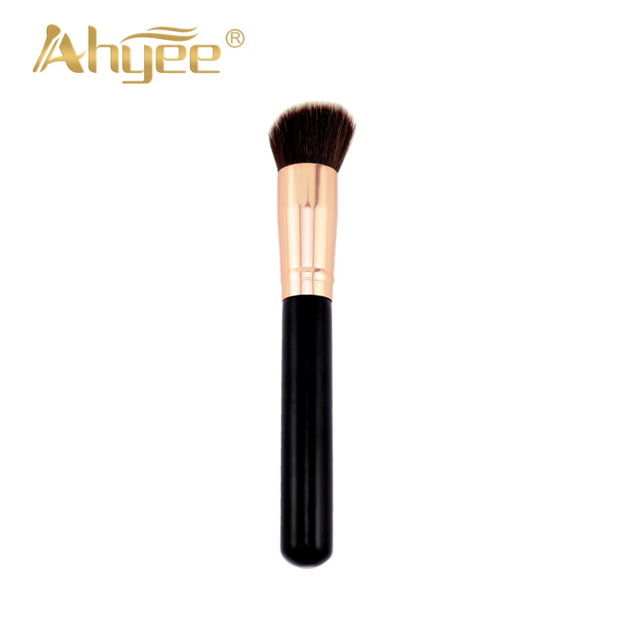 

Luxe Rose Golden Angled Flat Top Powder Brush Wood Handle Blush Cheek Brush Face Brush Make Up