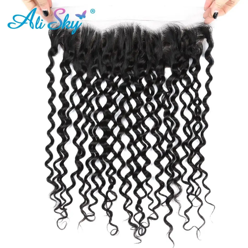 Alisky волос бразильский воды волна кружева фронтальной 13X4 человеческие волосы натуральных волос Волосы remy NoTangle без выпадений петель