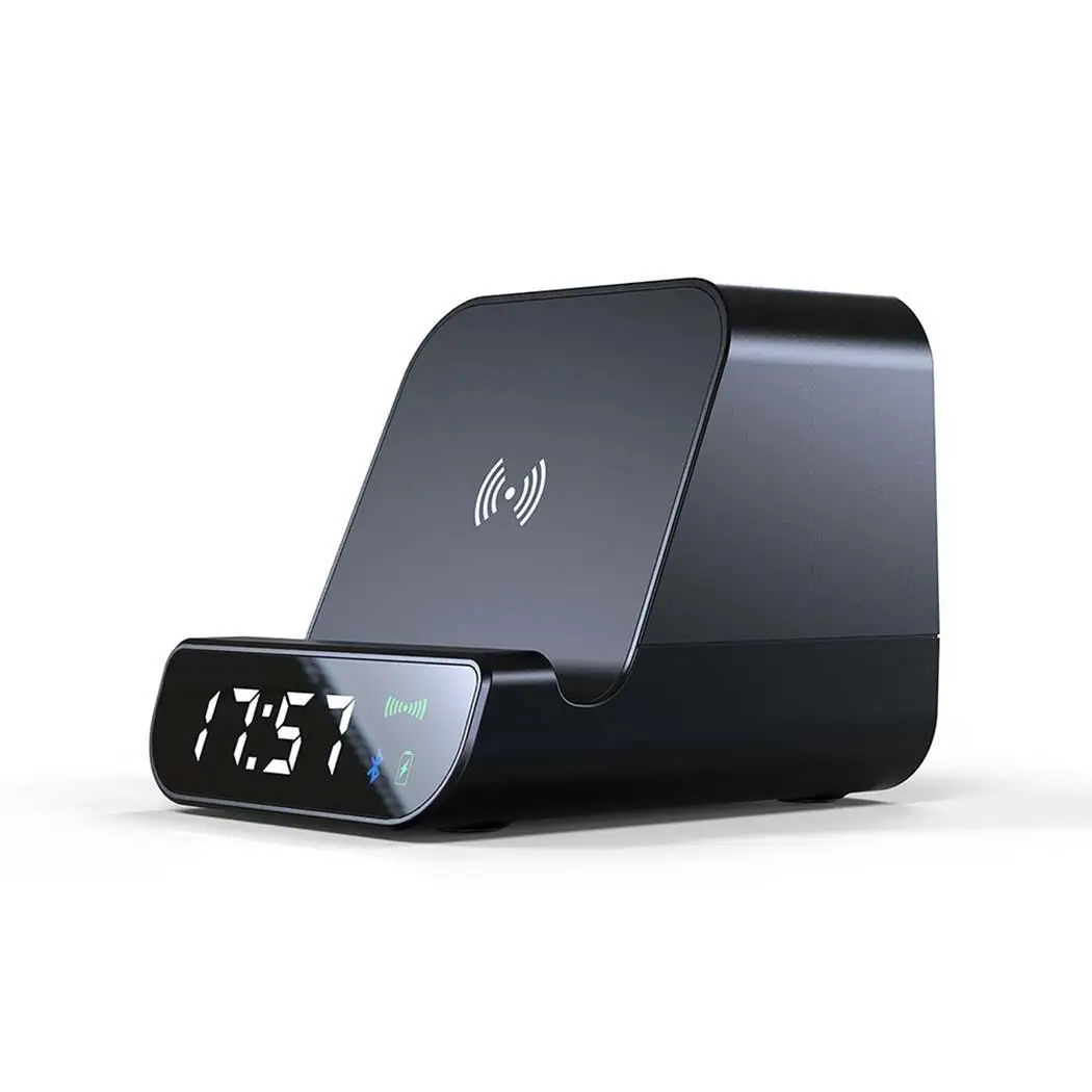 

Portable Bluetooth Speaker Wireless Charger Power Bank Clock 4 in 1 Recharge Multifunctional Speaker Alarm Clock Phone Holder