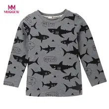 Модная весенняя блузка MUQGEW, детские мягкие топы с длинными рукавами и принтом акулы для маленьких девочек и мальчиков, милая блузка, одежда chemisier pou
