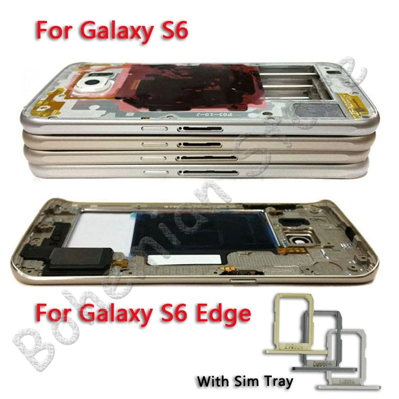 

For Samsung Galaxy S6 Edge G920F G925F LCD Screen Metal Middle Plate Frame Bezel Housing Cover With Sim Card Holder
