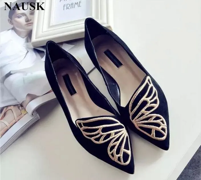 

NAUSK Butterfly Shoes Woman Flat Oxford Shoes For Women Slip On Loafers Shoes Ladies Flats Plus Size 35-40