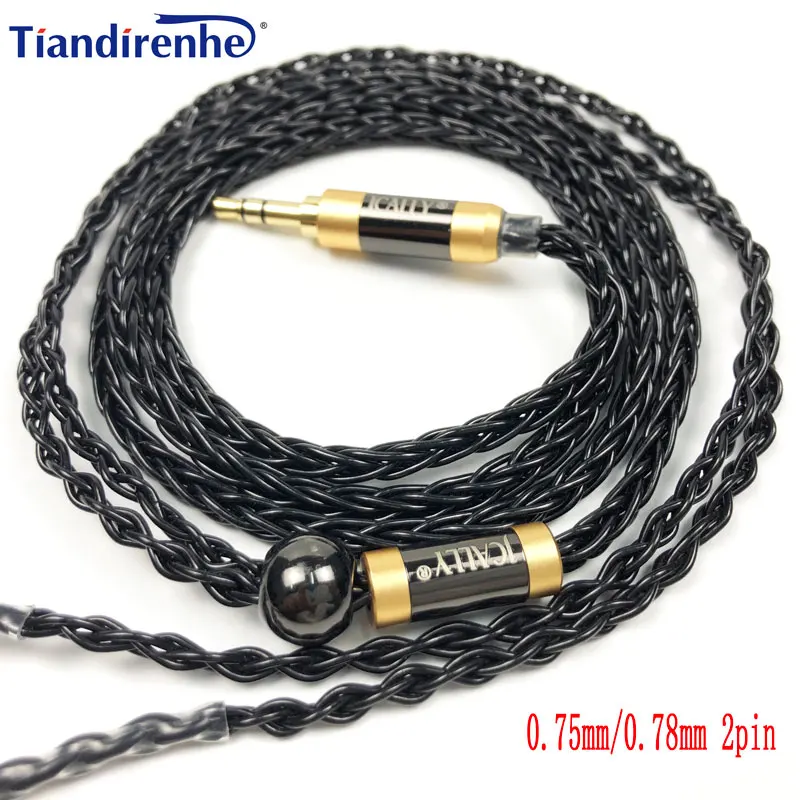 

New JCALLY 8 shares upgrade oxygen-free copper 0.75mm 0.78mm 2pin Earphone cable For Westone1964 JH U16 w4r es3 es5 TFZ headset