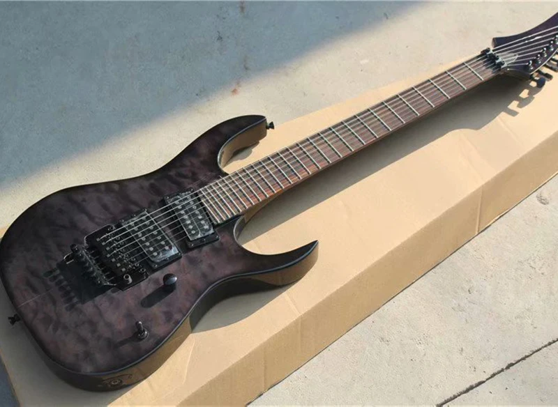 

7-Strings Electric Guitar with HH Pickups,Black Hardwares,Clouds Maple Veneer,Tremolo,offering customized services